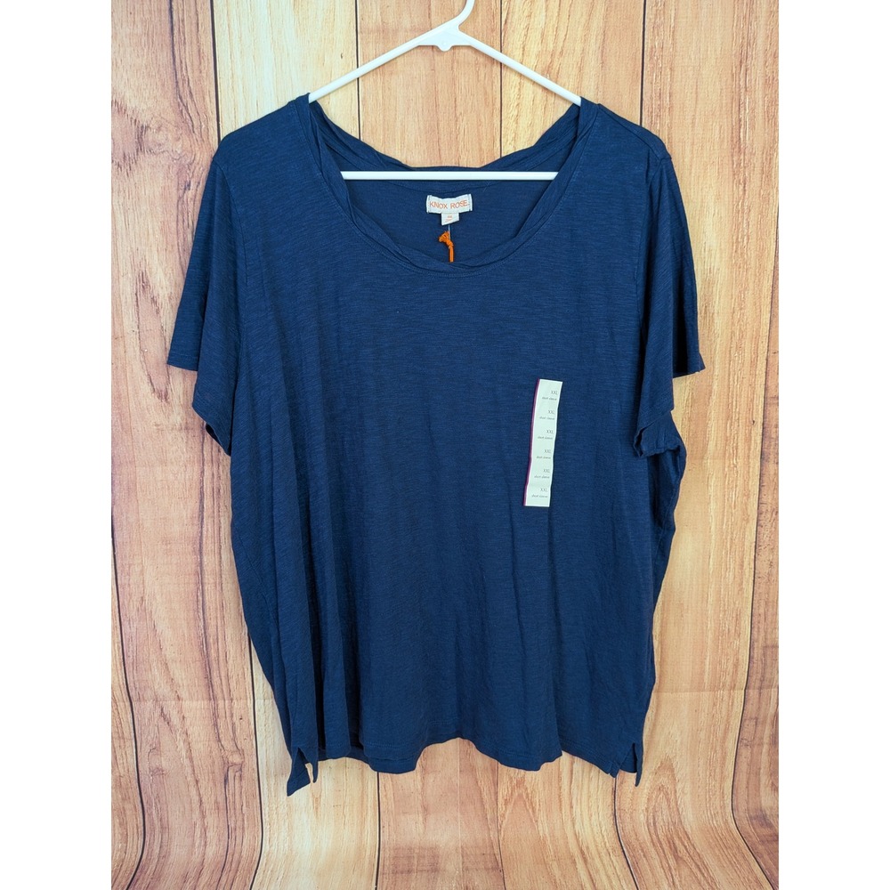 Knox Rose Navy Blue Short Sleeve T-Shirt Womens Top Plus Size XXL